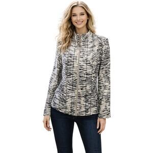 Molly Maxx vintage tiger animal neutral shaket PM M PETITE EUC full zip sweater